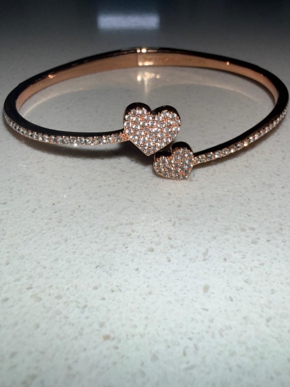 Kate Spade Yours Truly Heart pave open hinge cuff - Rose Gold